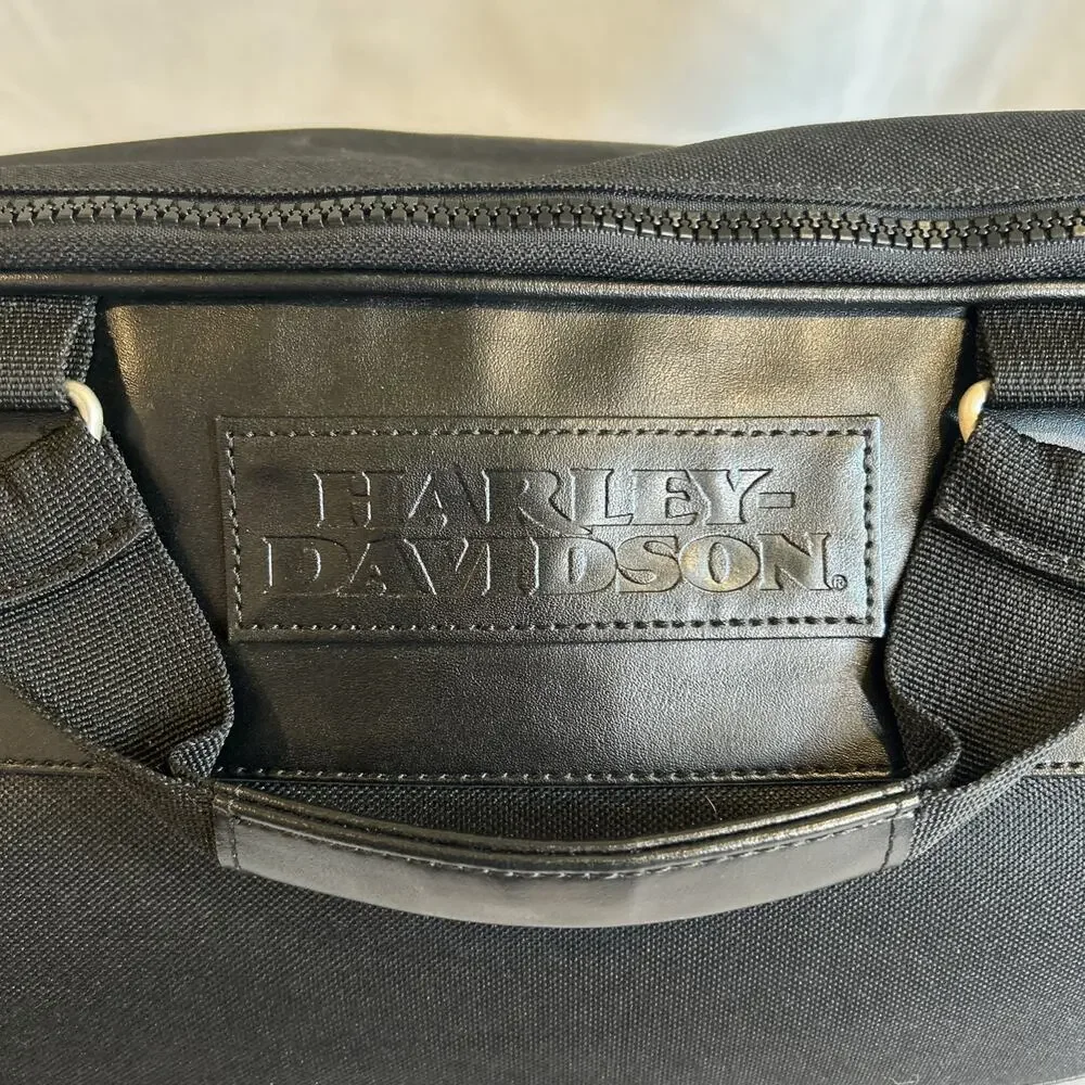 Harley SaddleBag Luggage Bag Double Zipper and Double Handle Black